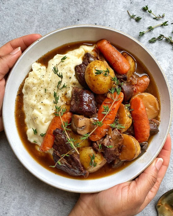 Slow-Cooked Beef and Ale Stew with Buttery Mash