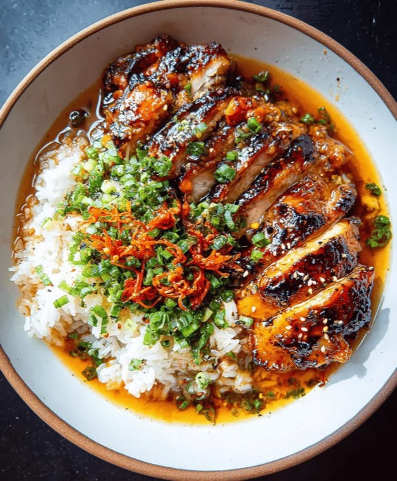 Sticky Soy-Glazed Chicken Thighs with Rice