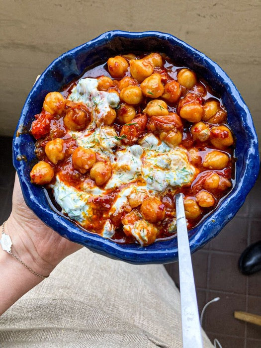 Harissa Chickpeas with Dill Yoghurt